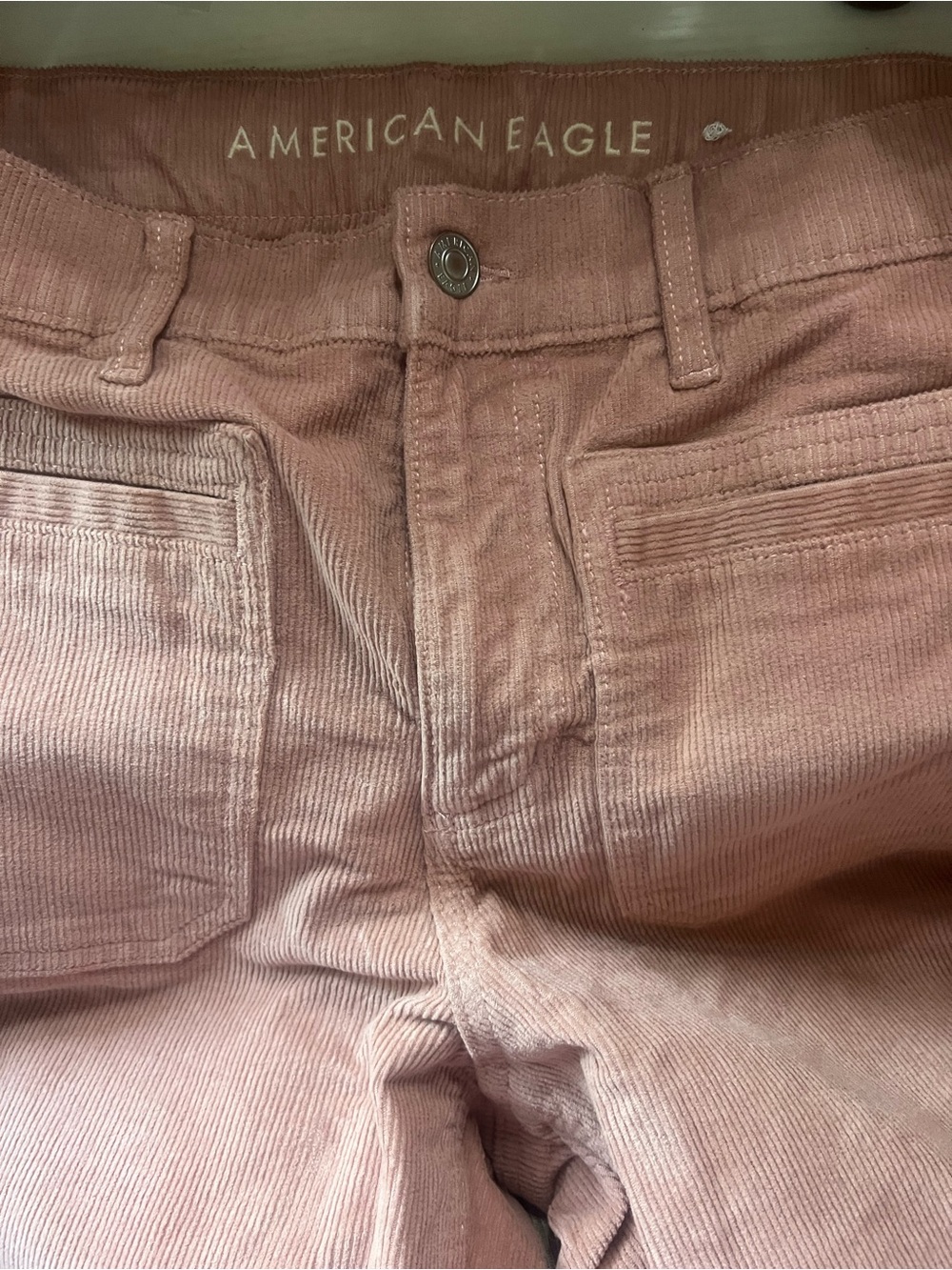 AE Stretch Corduroy Low Rise Baggy Pant in Rose.